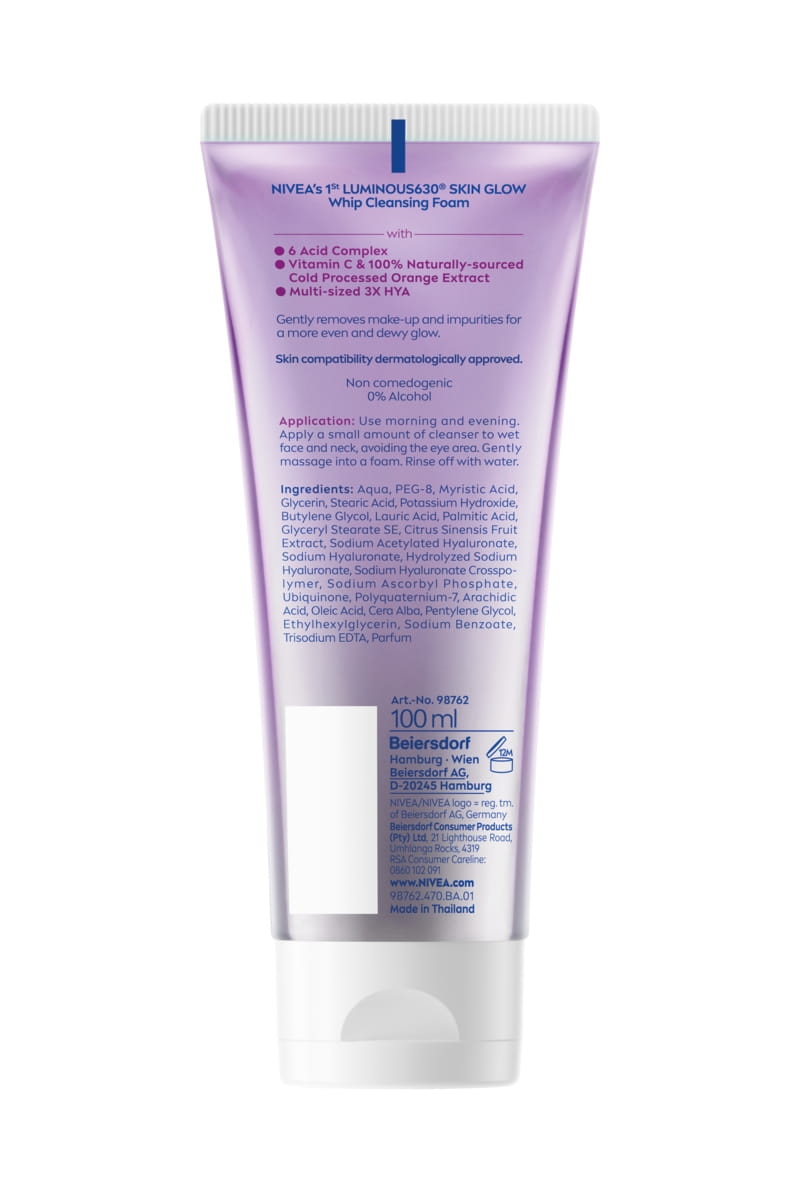 ZA_98762_Nivea_Luminous_Skin Glow_Whip Cleansing Foam_100ml_Tube_BOP